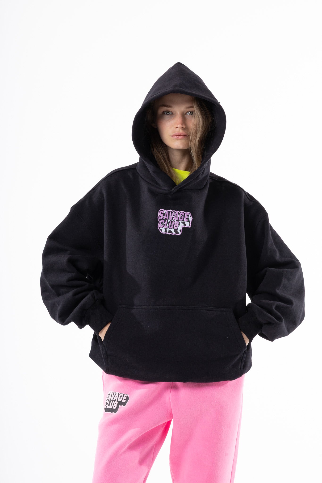 Savage Club Heavyweight Organic Cotton Embroidered Hoodie – Black