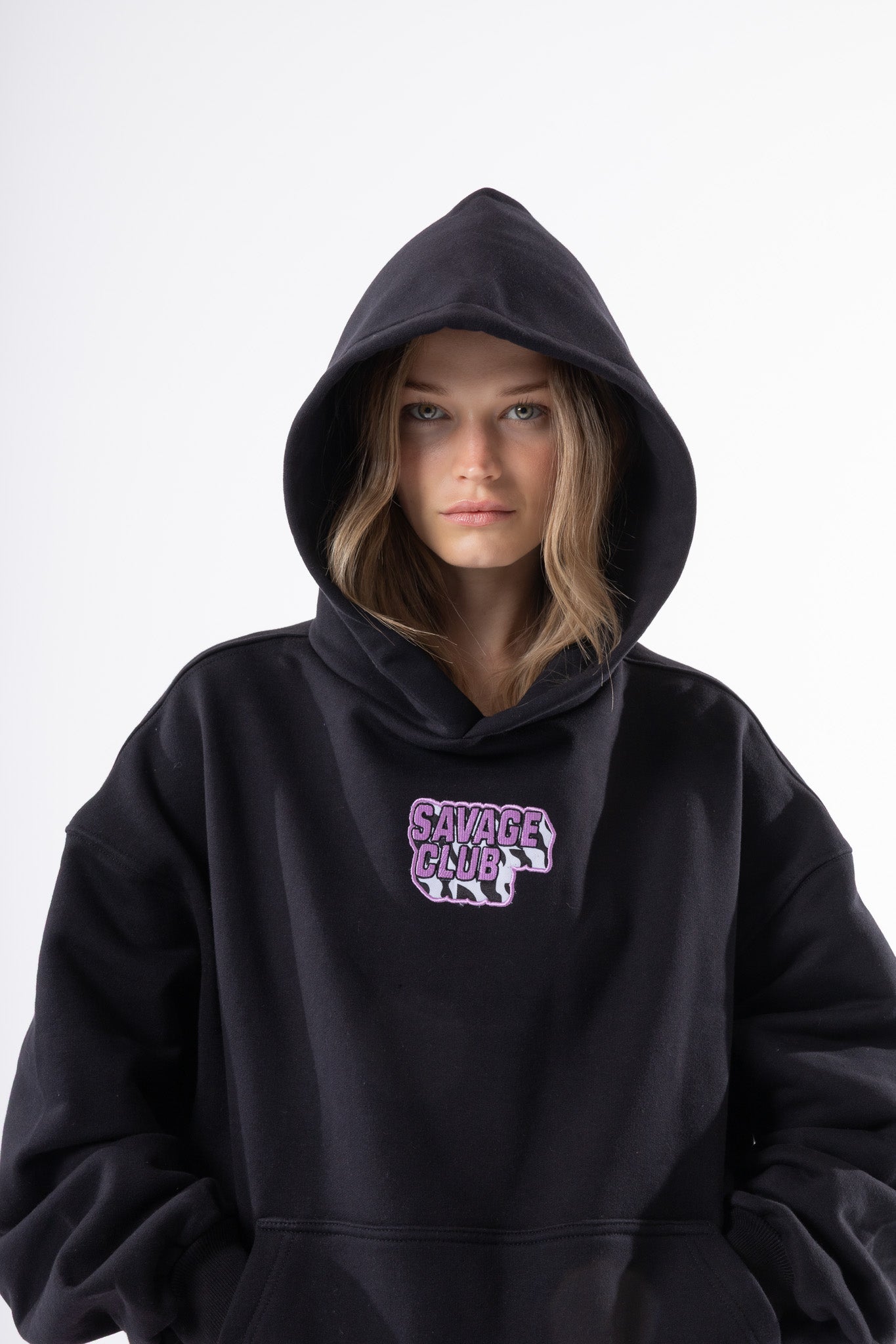 Savage Club Heavyweight Organic Cotton Embroidered Hoodie – Black