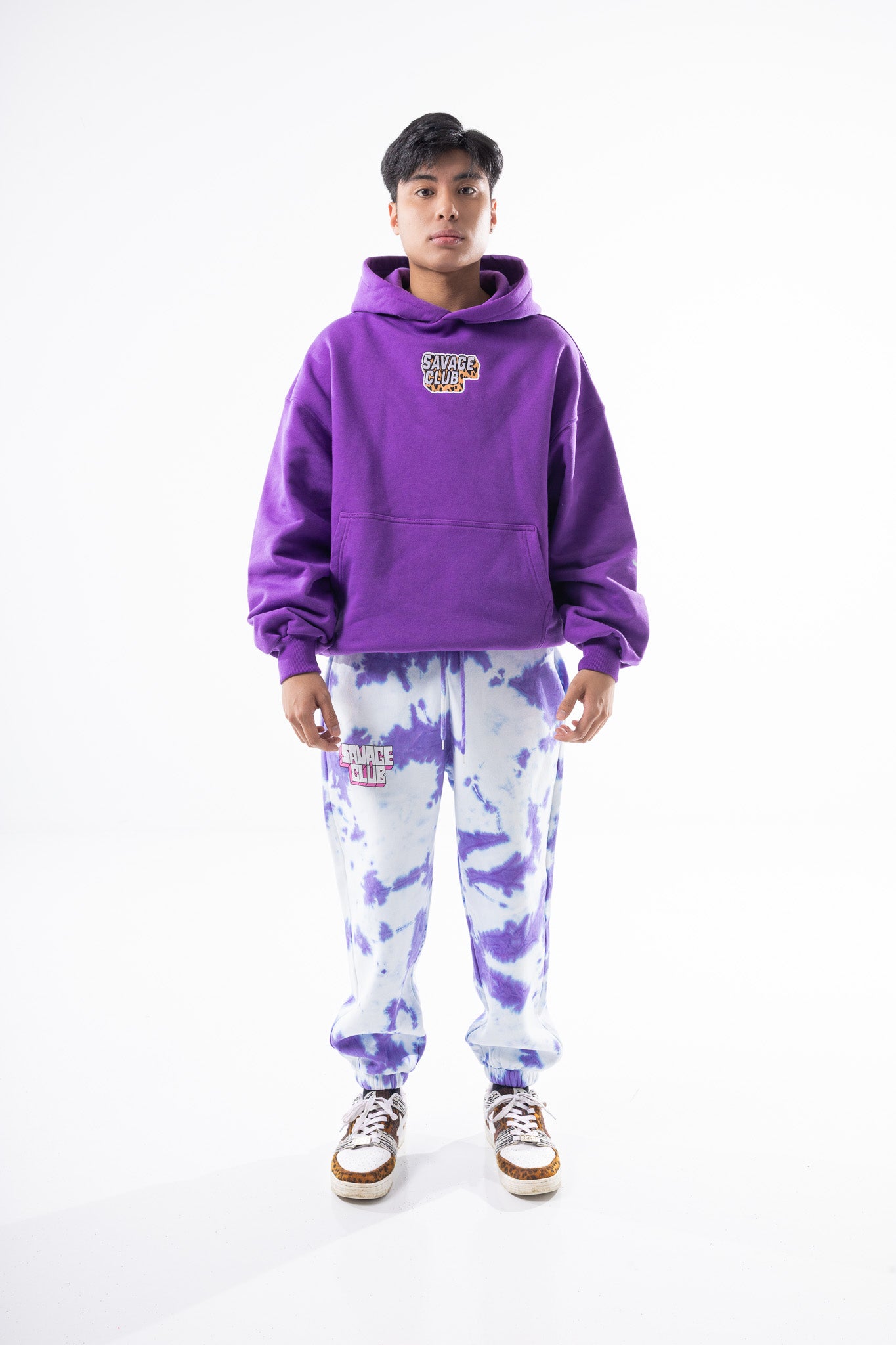 Savage Club Heavyweight Organic Cotton Embroidered Hoodie – Purple