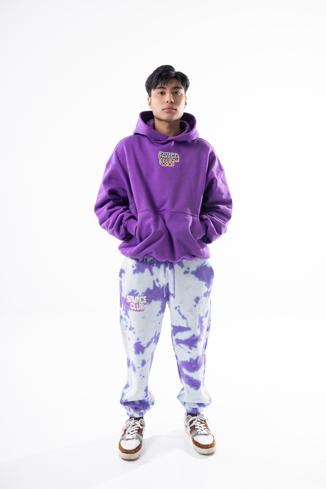 Savage Club Heavyweight Organic Cotton Embroidered Hoodie – Purple