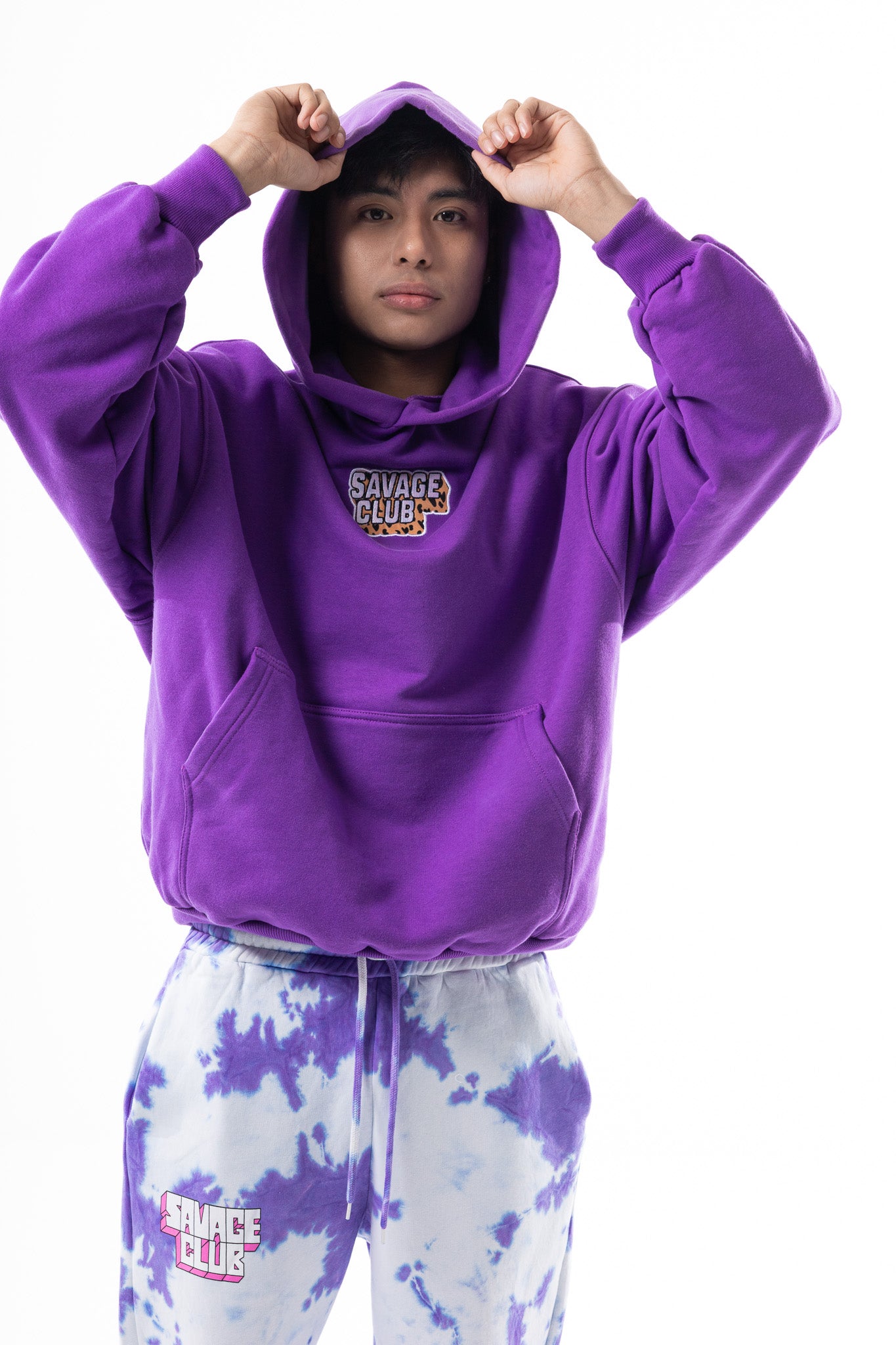 Savage Club Heavyweight Organic Cotton Embroidered Hoodie – Purple