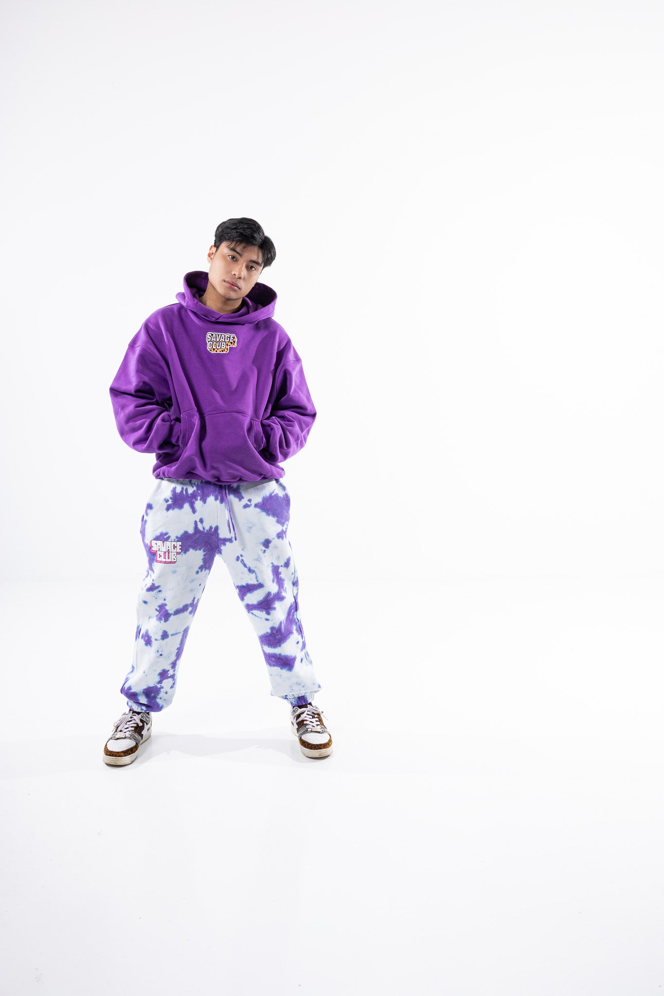Savage Club Heavyweight Organic Cotton Embroidered Hoodie – Purple