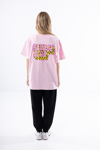 Savage Club Zebra Logo Tee – Bubble Pink