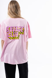 Savage Club Zebra Logo Tee – Bubble Pink