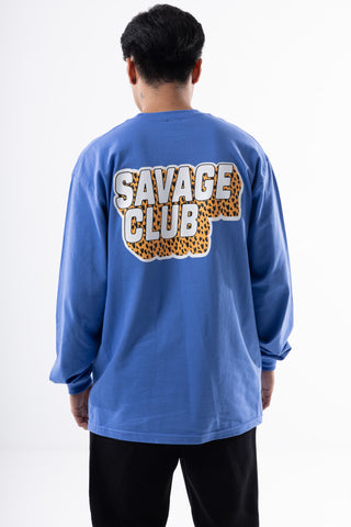 Savage Club Leopard Logo Long Sleeve – Drift Blue
