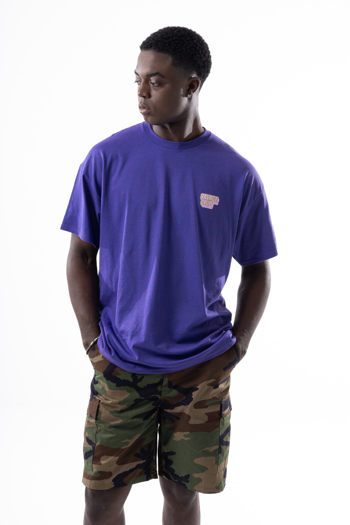 Savage Club Leopard Logo Tee – Deep Purple