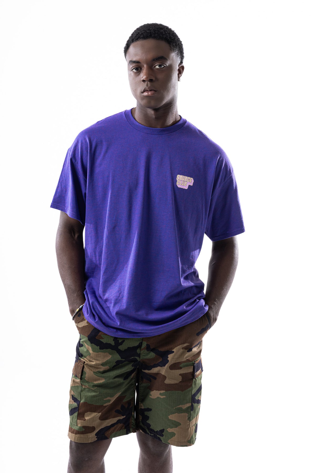 Savage Club Leopard Logo Tee – Deep Purple