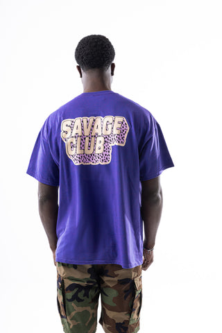 Savage Club Leopard Logo Tee – Deep Purple