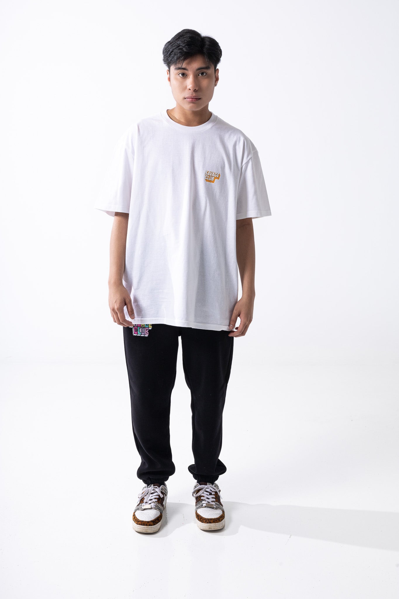 Savage Club Leopard Logo Tee – White