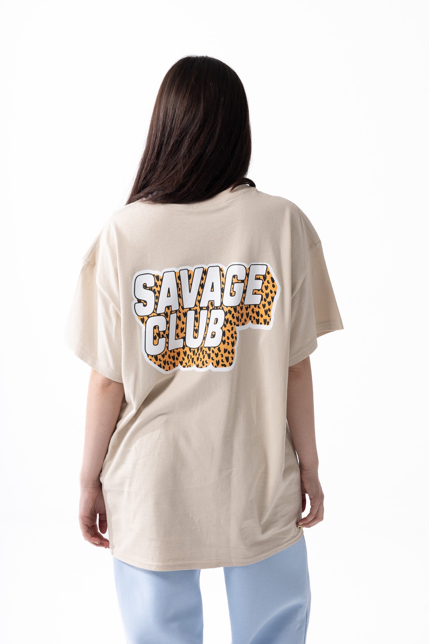 Savage Club Leopard Logo Tee – Sand