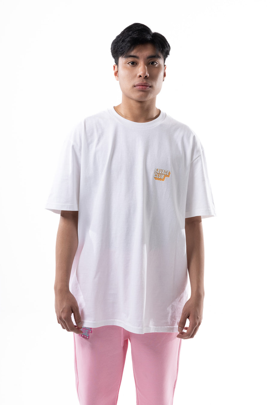Savage Club Leopard Logo Tee – White