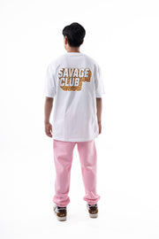 Savage Club Leopard Logo Tee – White