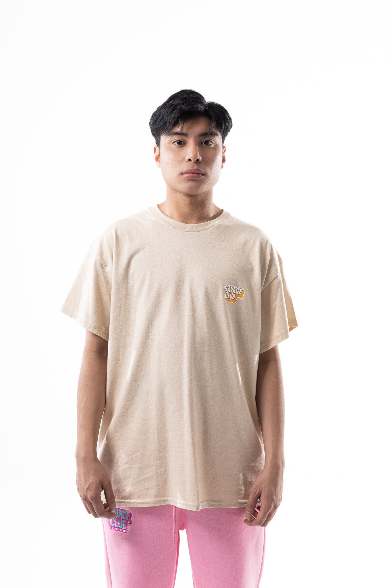 Savage Club Leopard Logo Tee – Sand