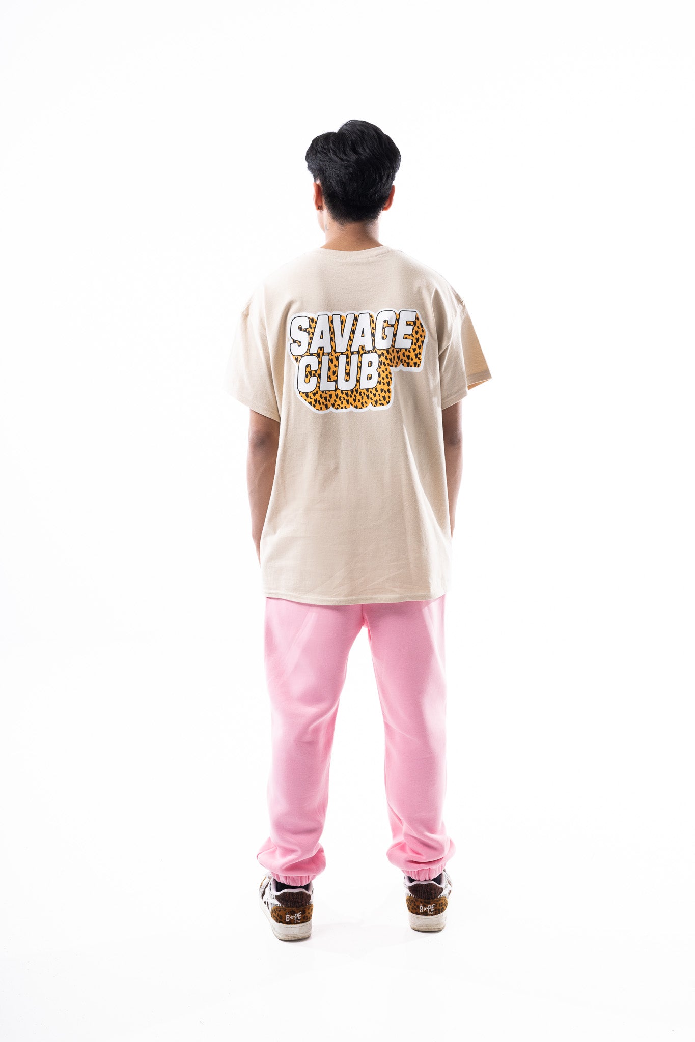 Savage Club Leopard Logo Tee – Sand