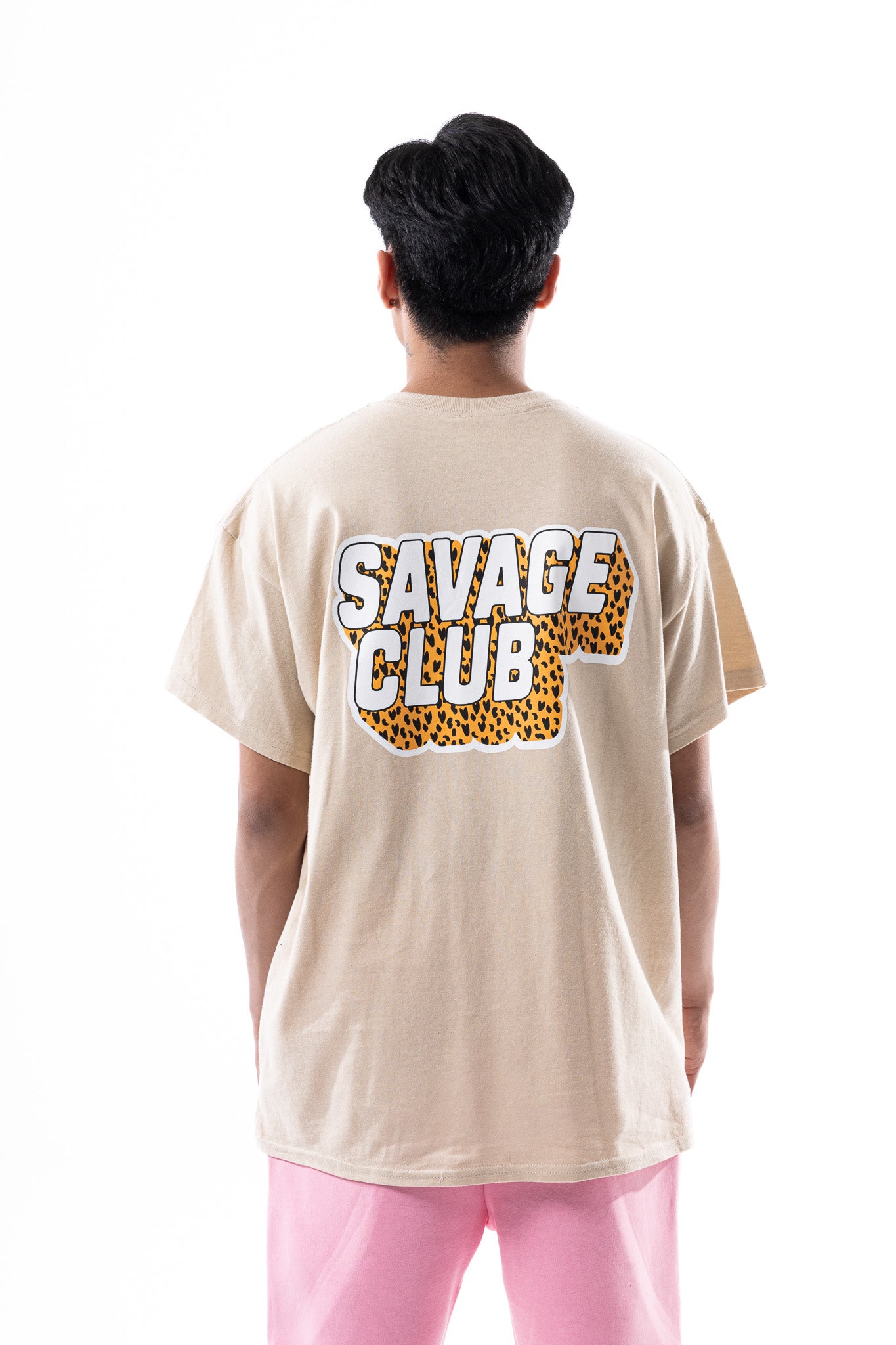 Savage Club Leopard Logo Tee – Sand