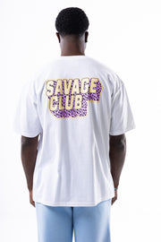 Savage Club Leopard Logo Tee – Purple Cream