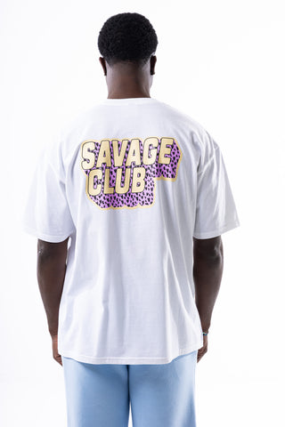 Savage Club Leopard Logo Tee – Purple Cream