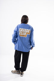 Savage Club Leopard Logo Long Sleeve – Drift Blue
