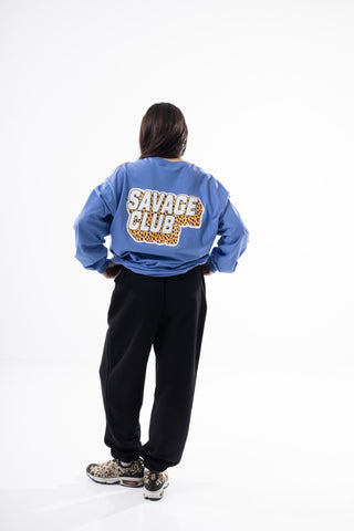 Savage Club Leopard Logo Long Sleeve – Drift Blue