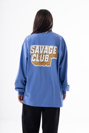 Savage Club Leopard Logo Long Sleeve – Drift Blue