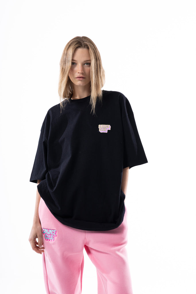 Savage Club Leopard Logo Tee – Black – savageclubclothing.com