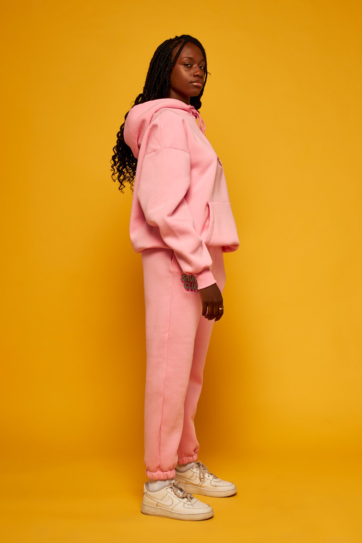 savage club light pink hoodie 3d embroidery logo