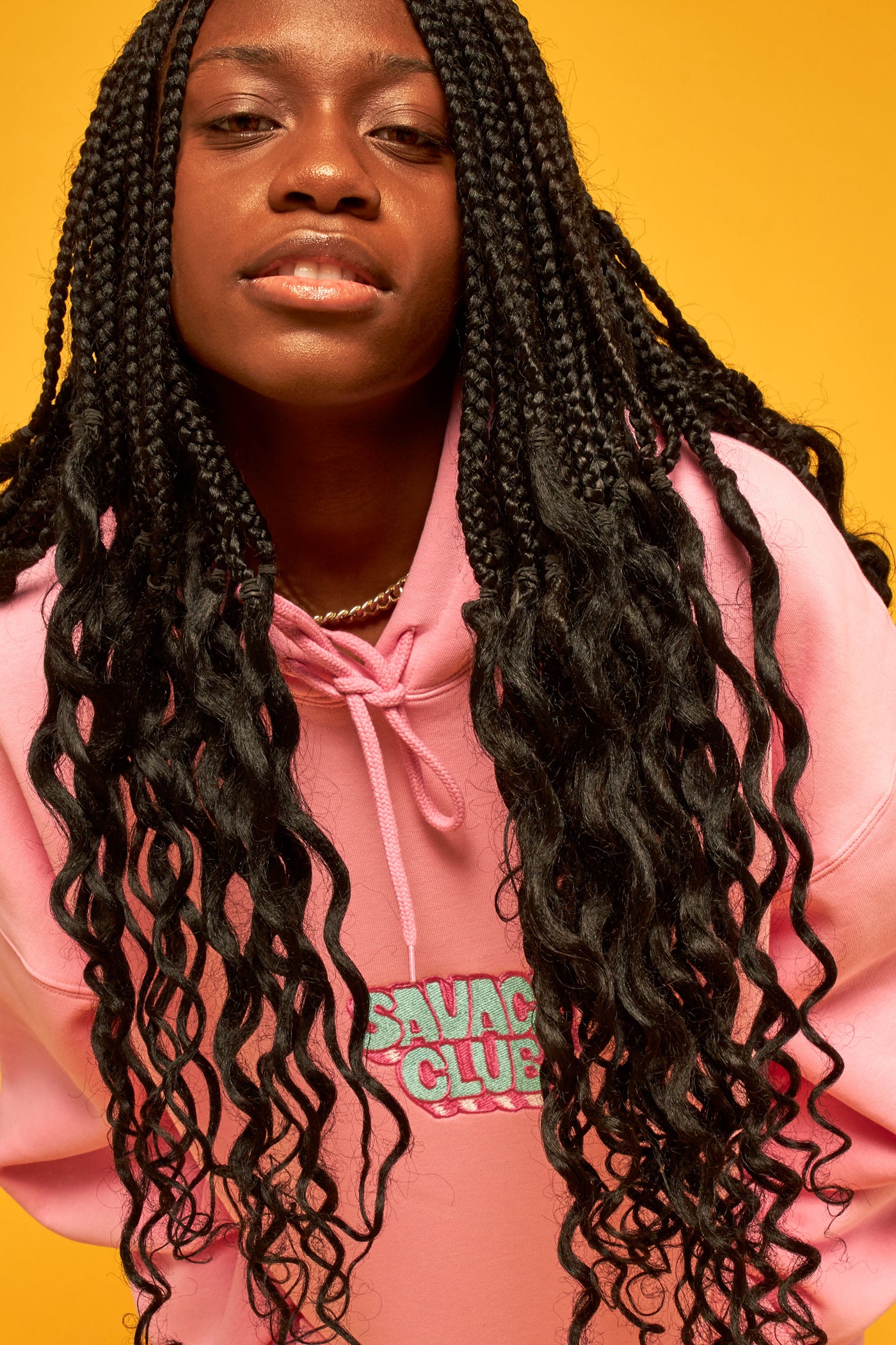 savage club light pink hoodie 3d embroidery logo