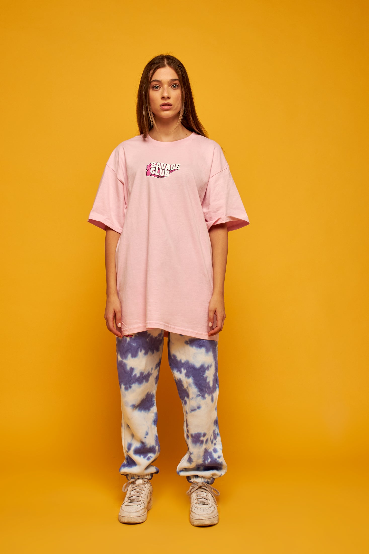 savage club light pink t-shirt 3d leopard logo