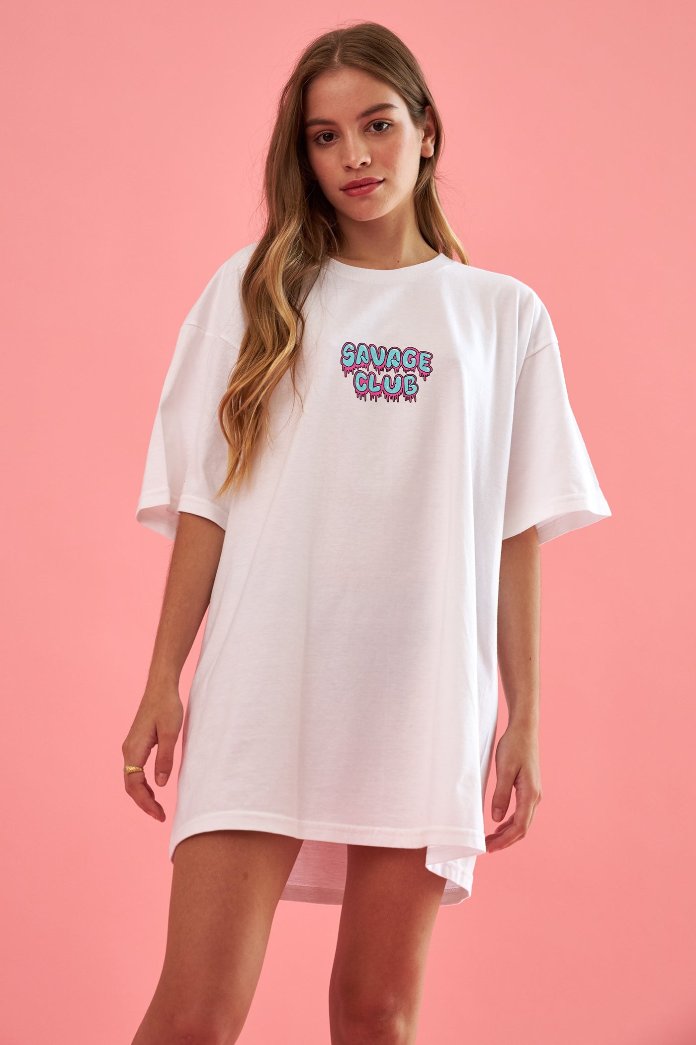 savage club white t-shirt leak logo premium cotton