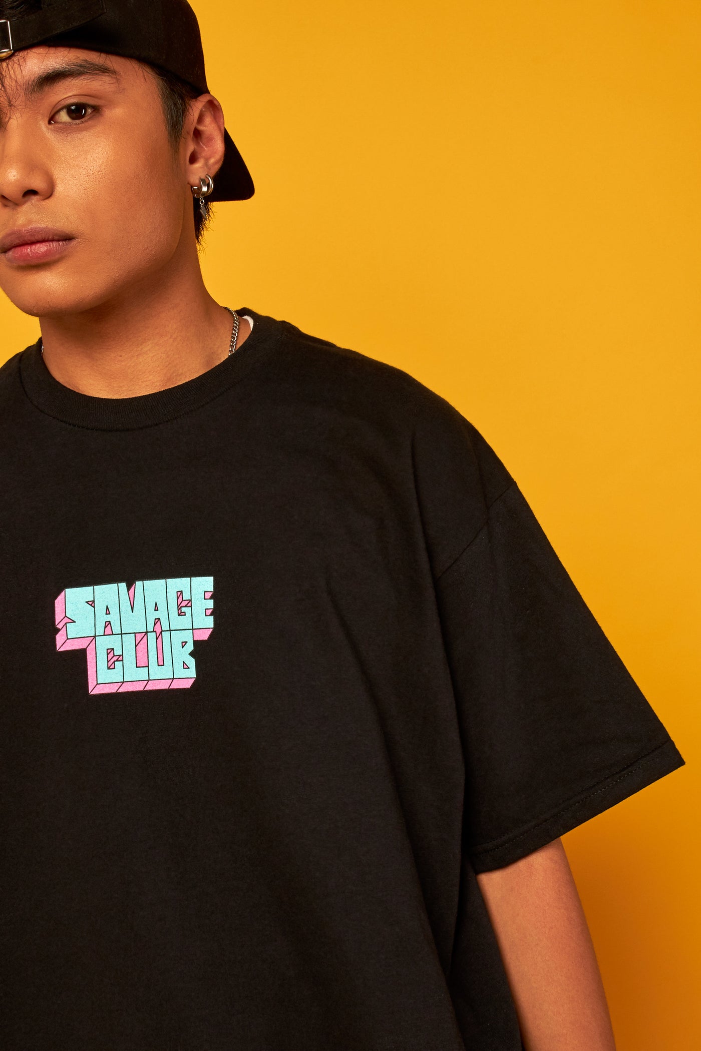 savage club black t-shirt 3d j design premium cotton