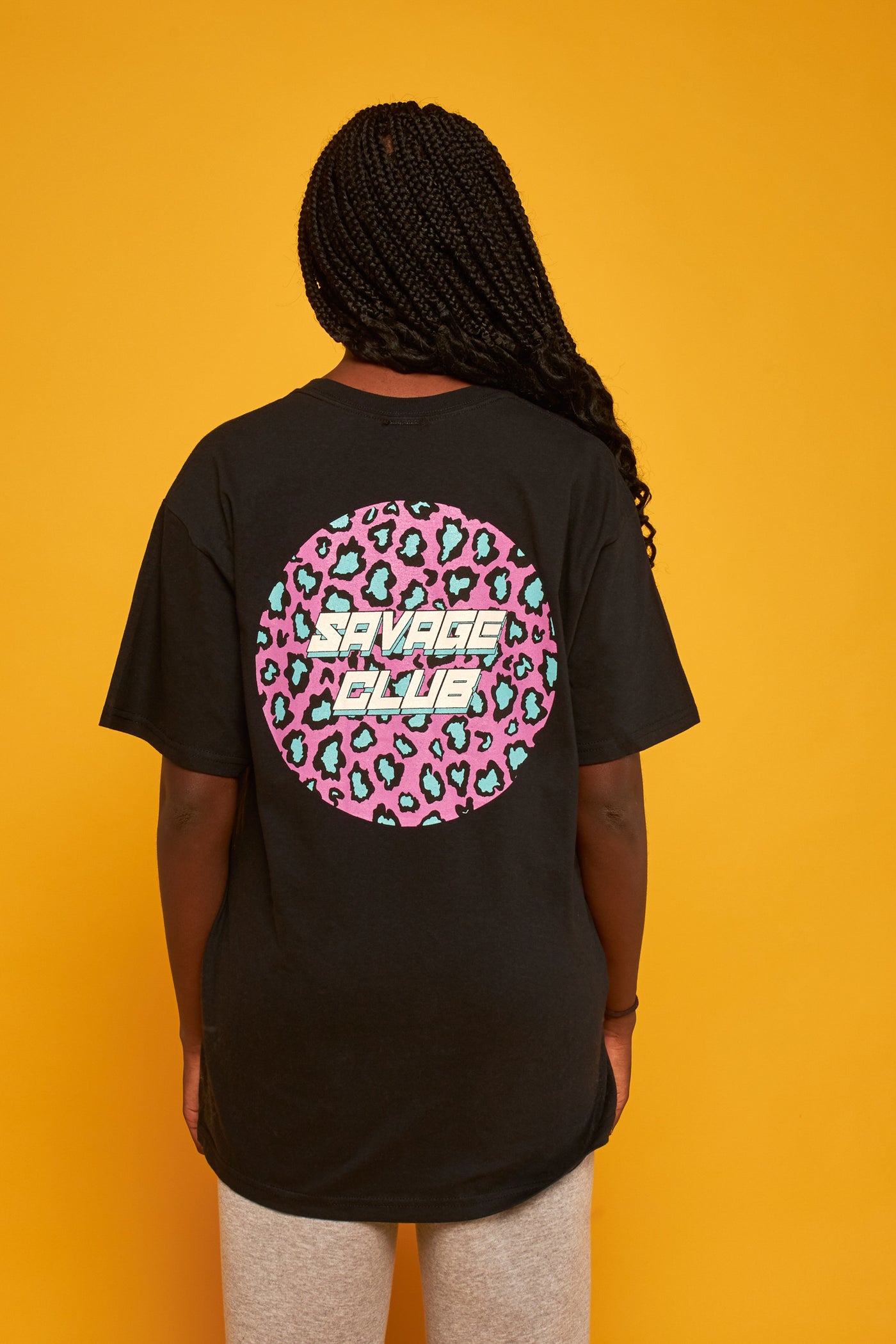 savage club black t-shirt futuristic leopard logo - premium cotton