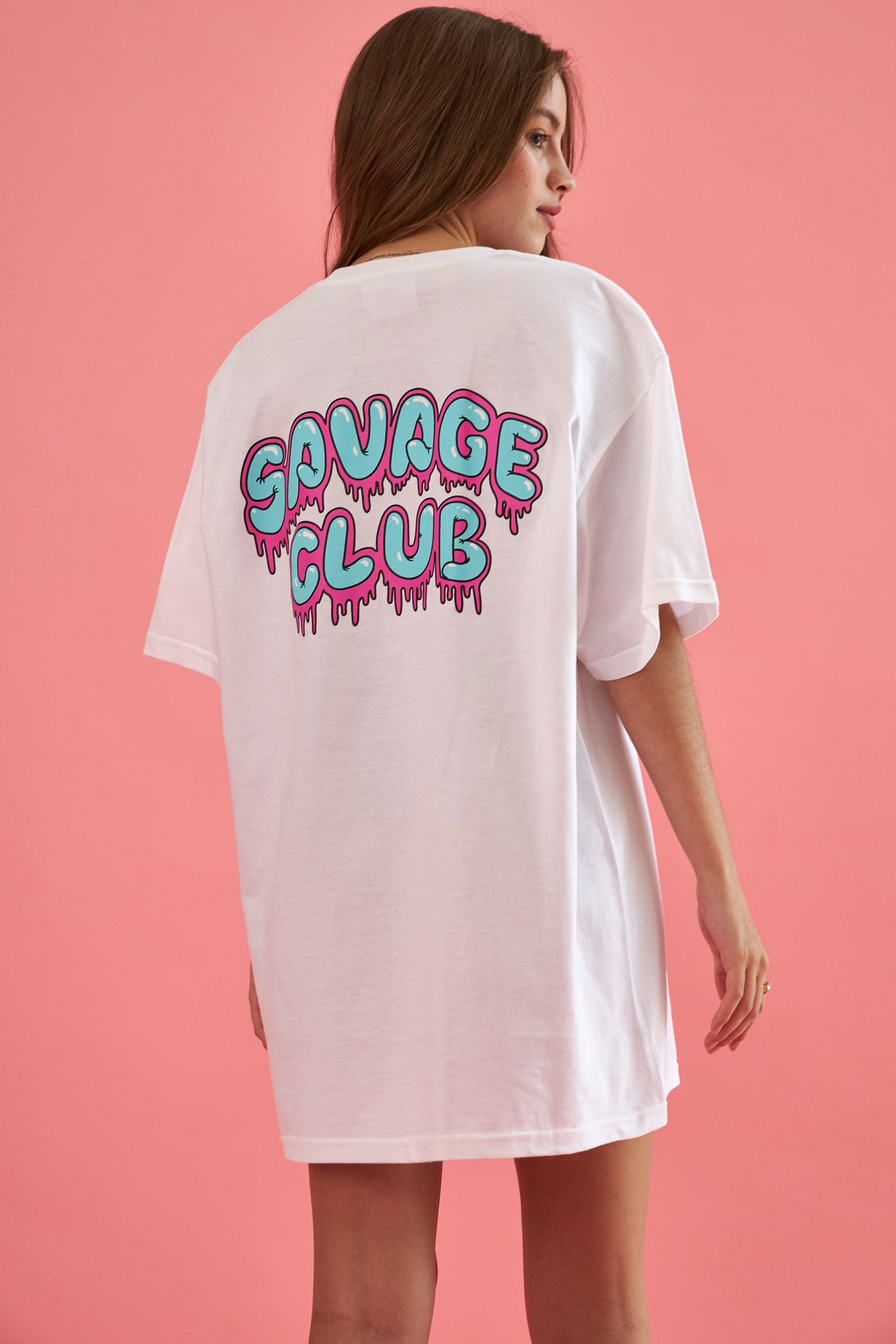 savage club white t-shirt leak logo premium cotton