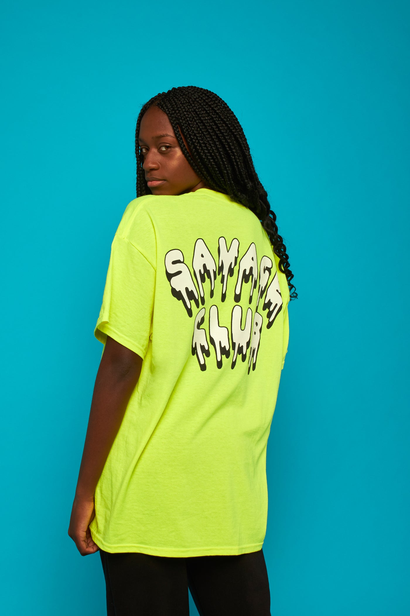 savage club fluo green t-shirt leak logo