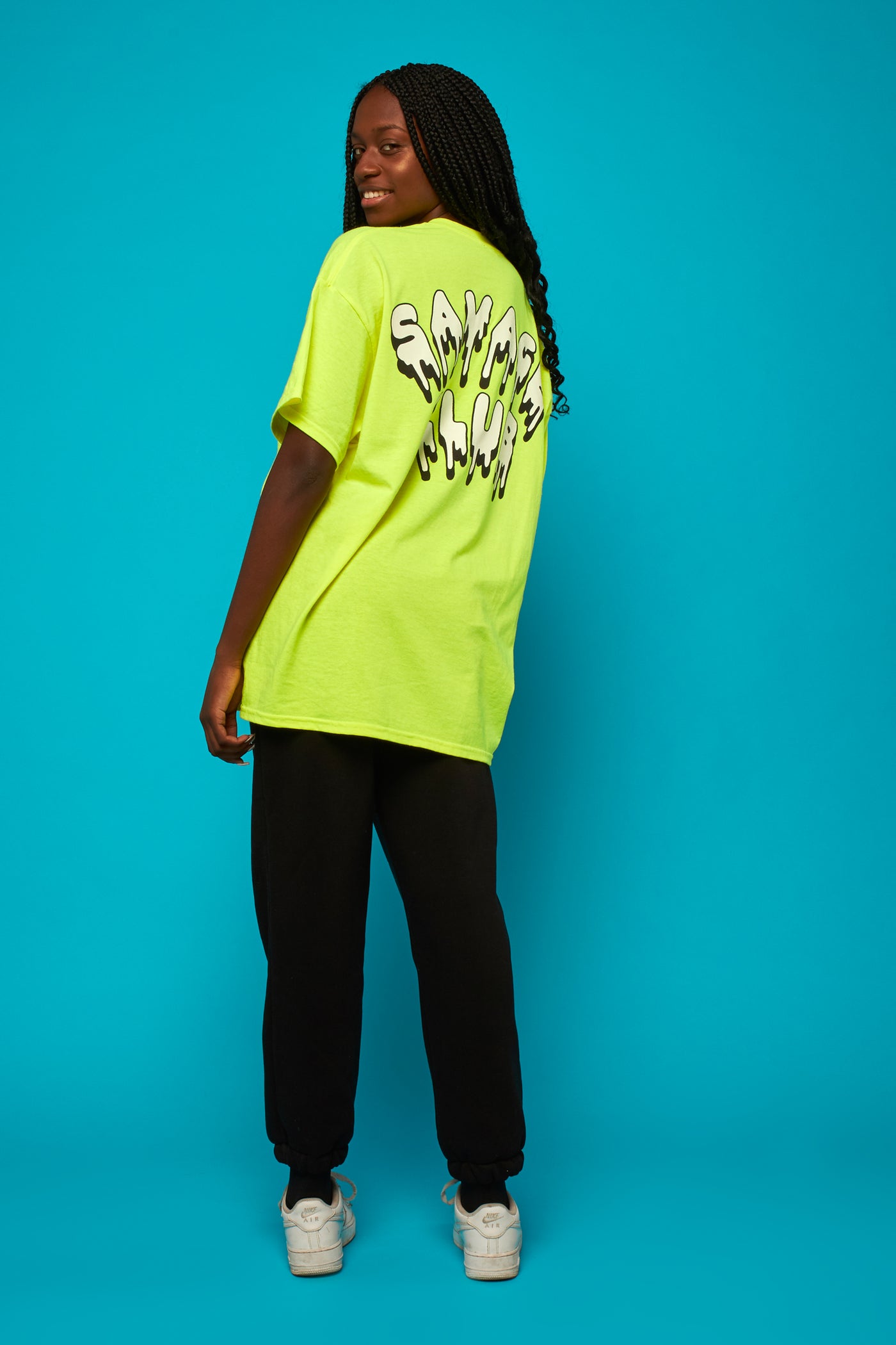 savage club fluo green t-shirt leak logo
