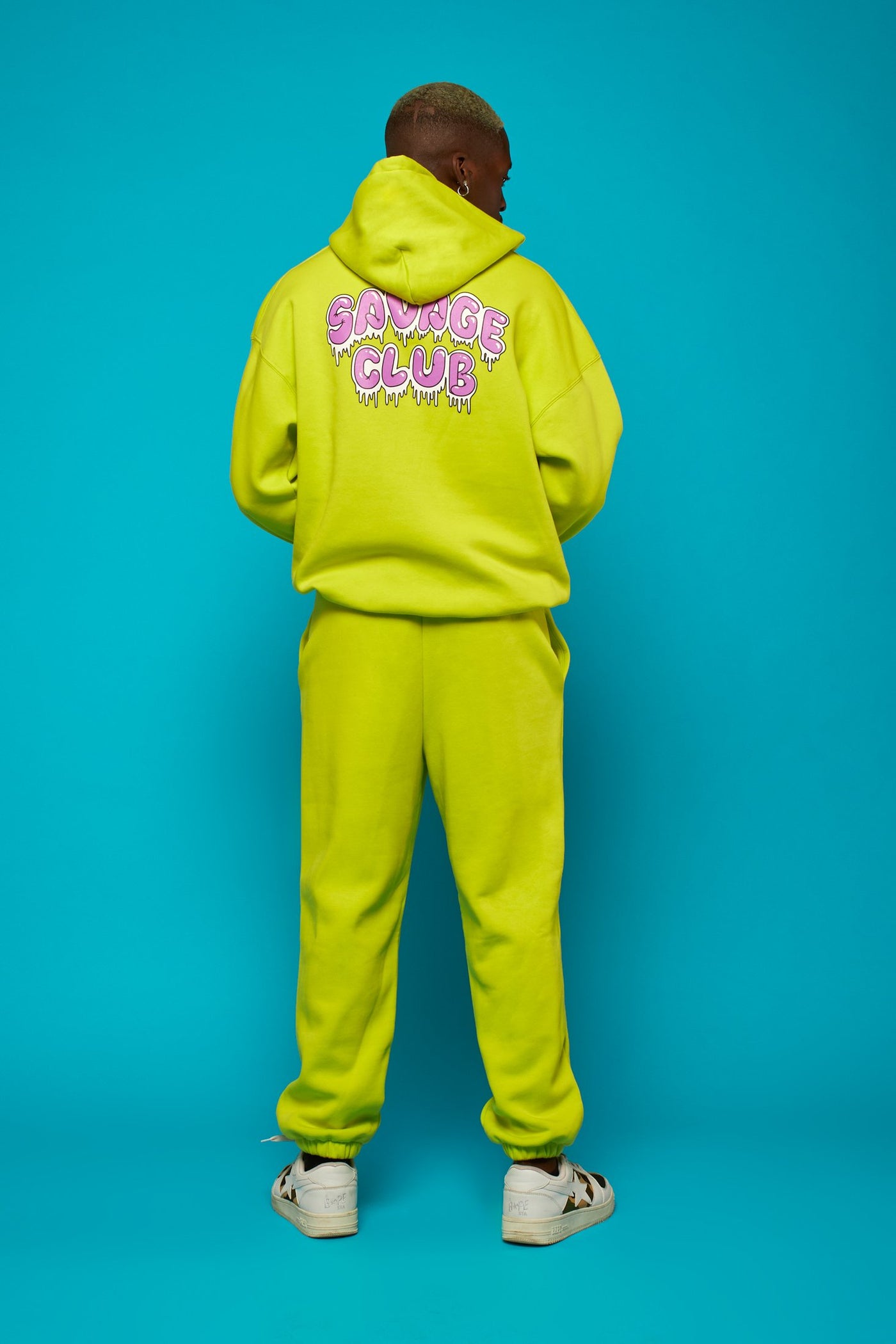 savage club fluo green bottom leak screen print logo
