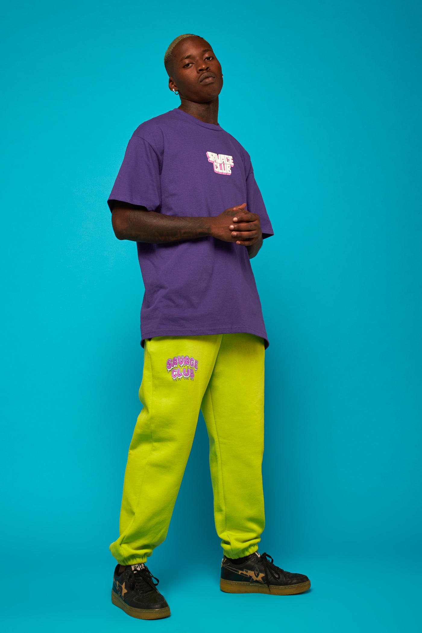 SAVAGE CLUB PURPLE T-SHIRT 3D LOGO