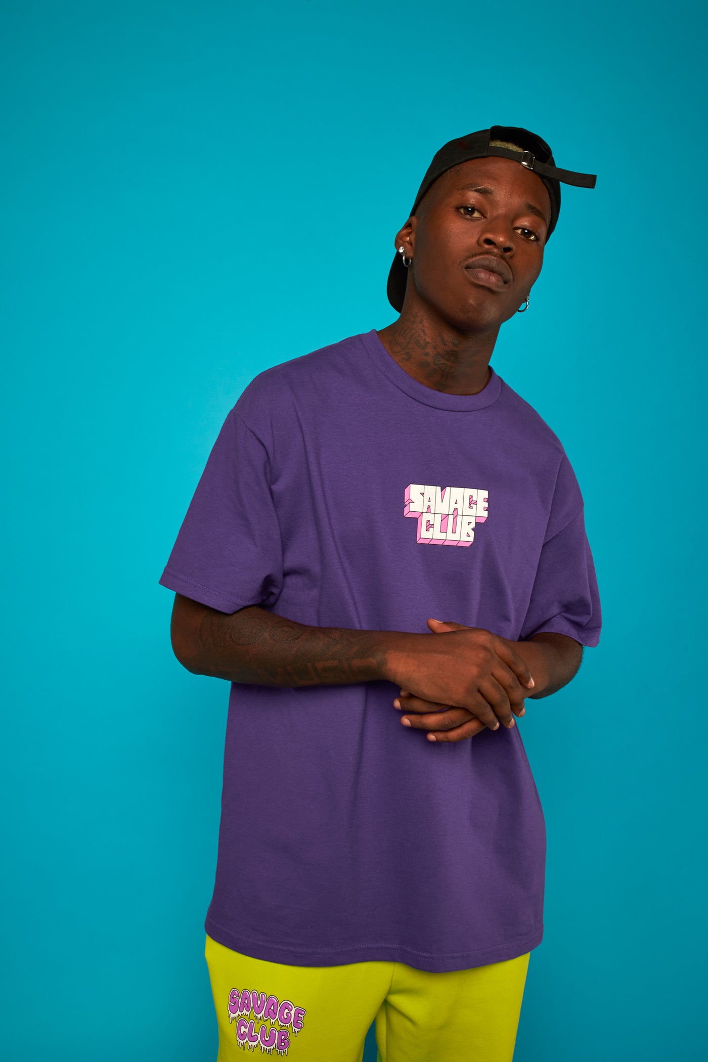 SAVAGE CLUB PURPLE T-SHIRT 3D LOGO