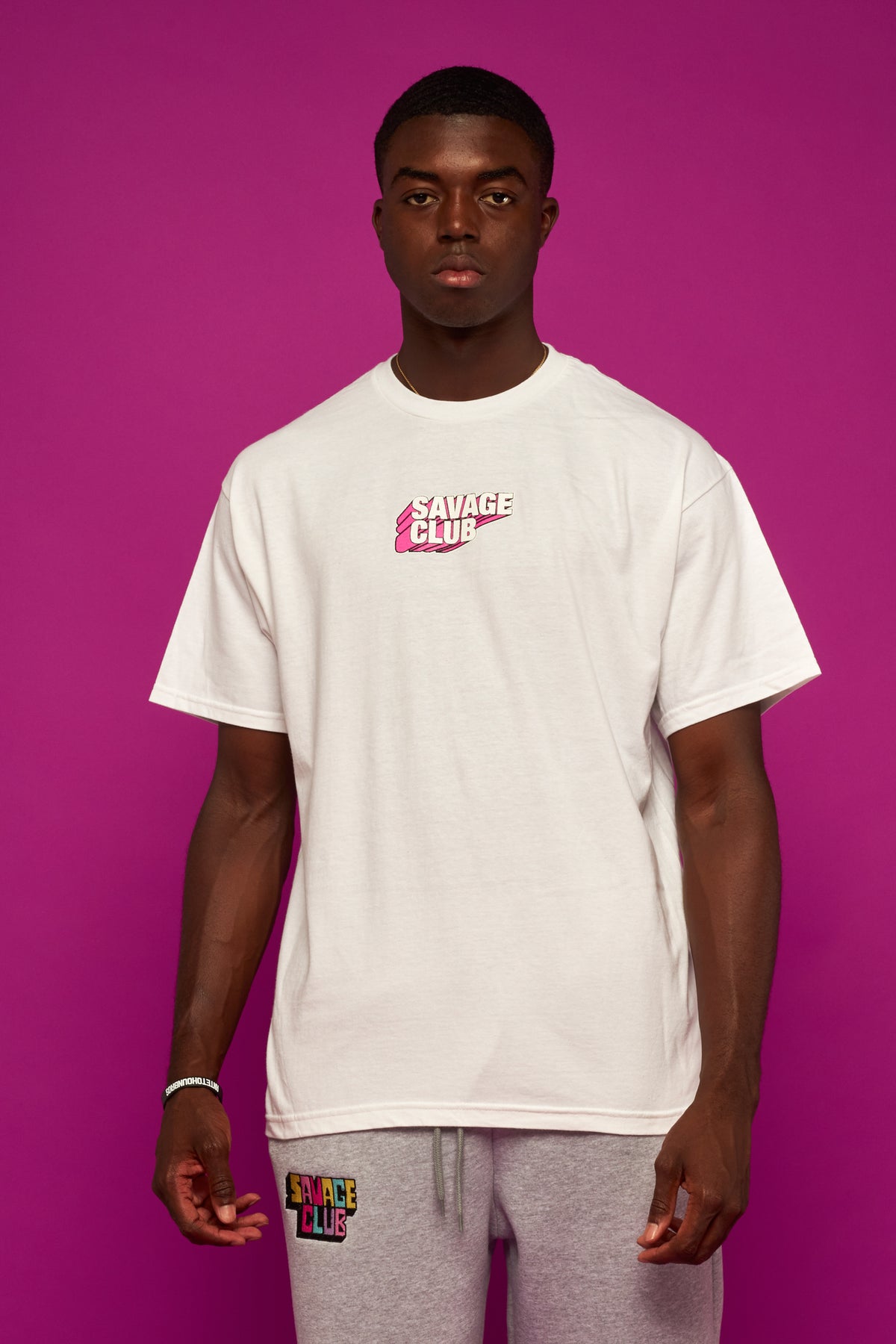 savage club white t-shirt 3d leopard logo