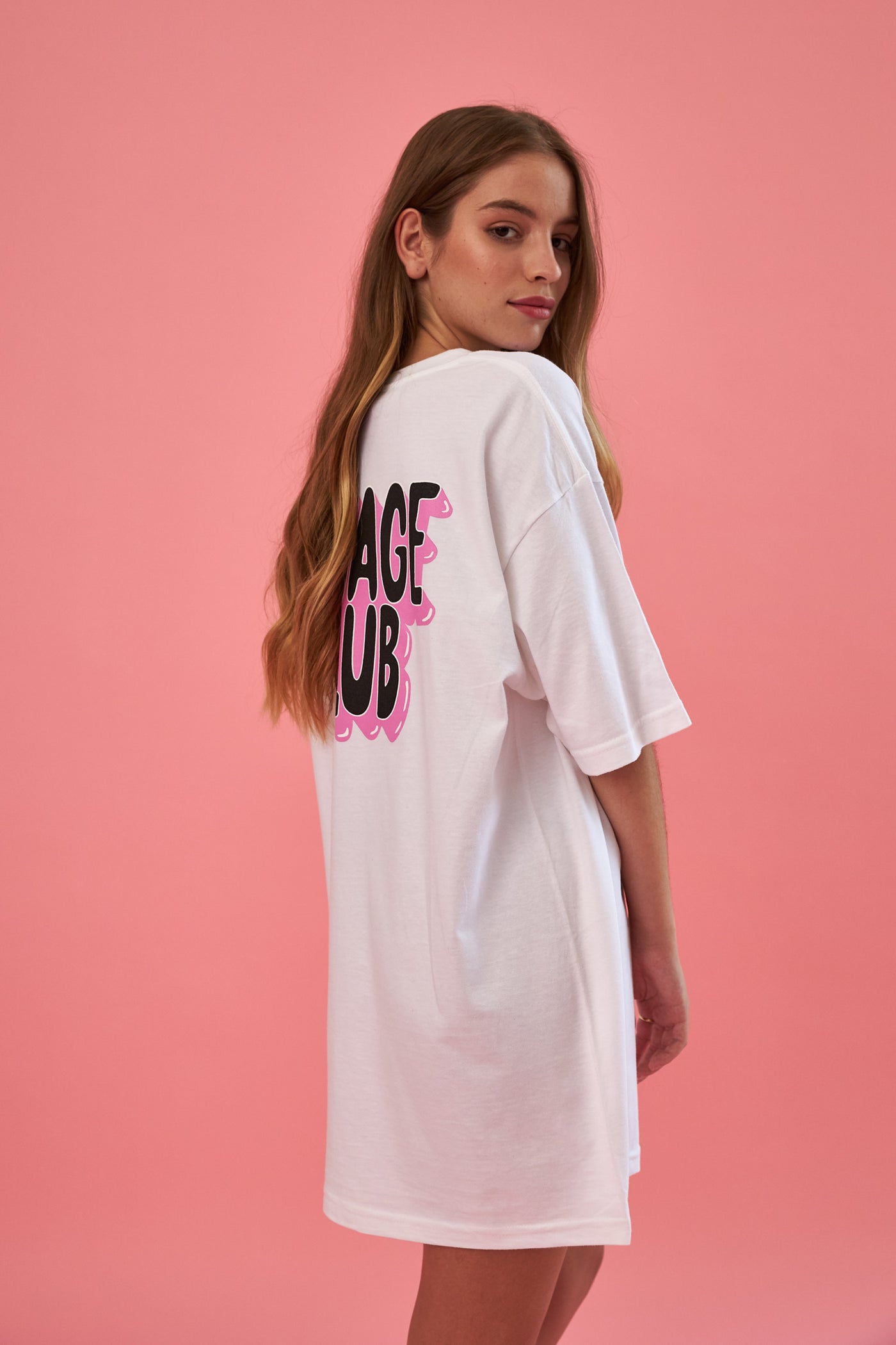 savage club white t-shirt 3d logo