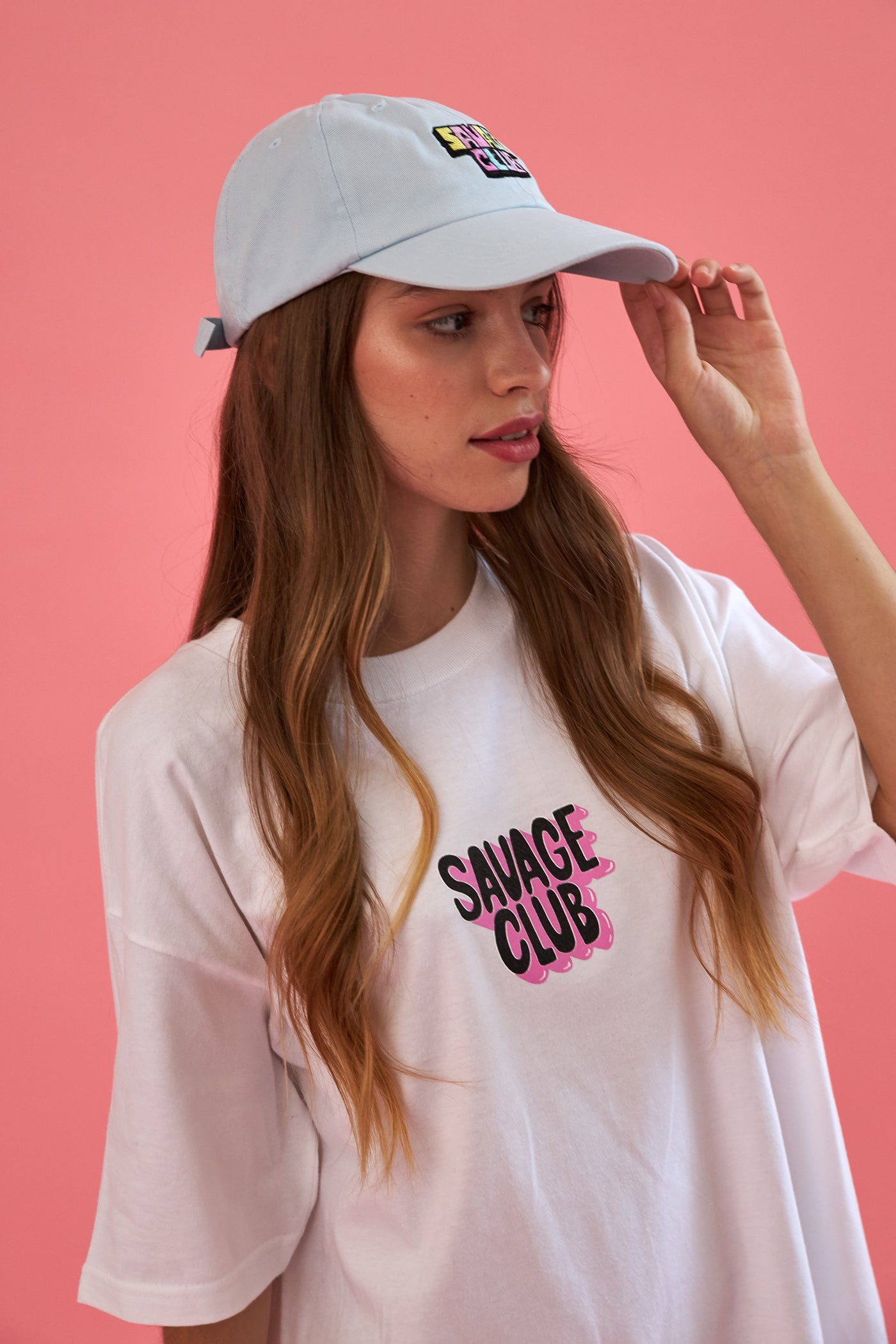 savage club white t-shirt 3d logo