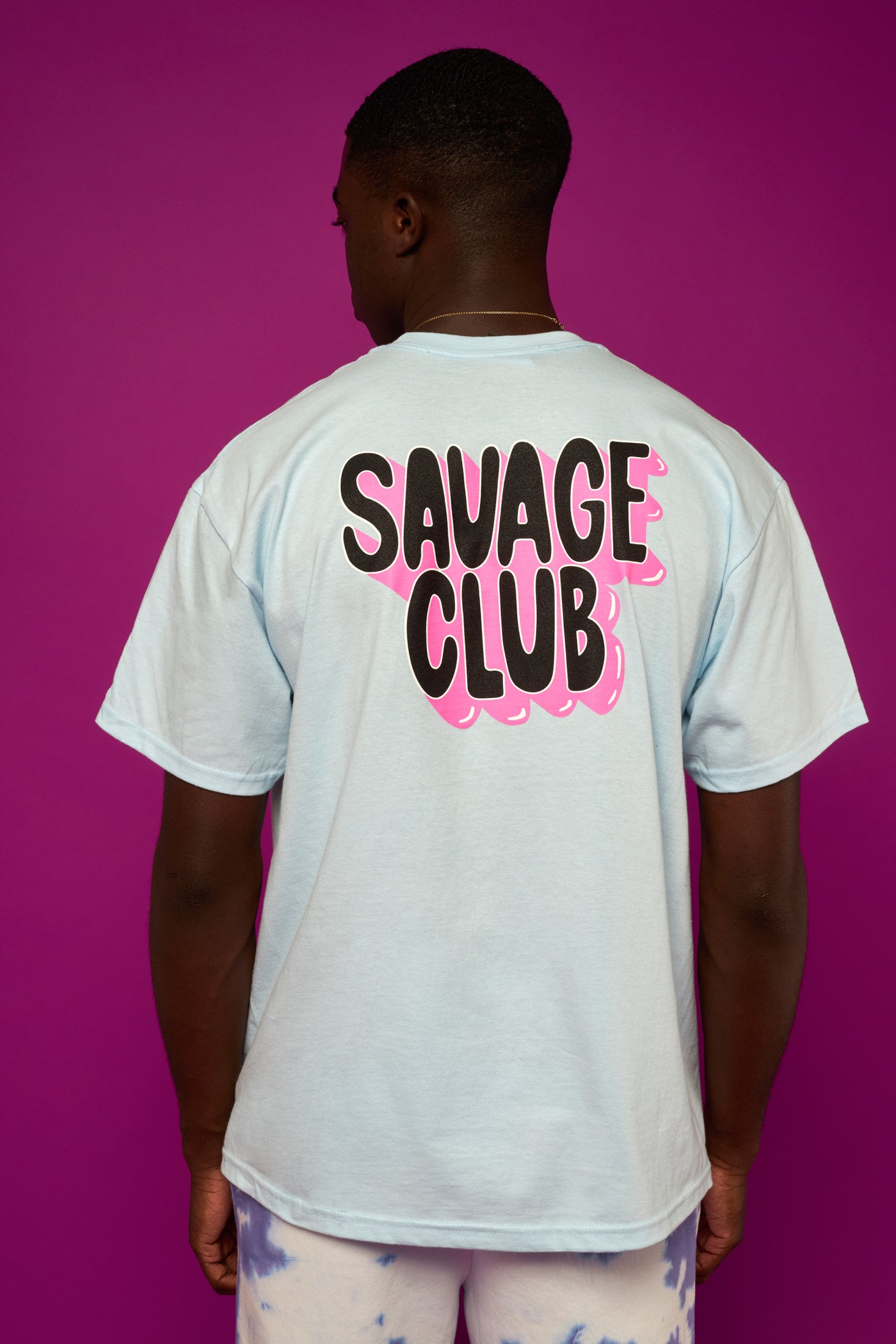savage club light blue t-shirt 3d logo premium cotton