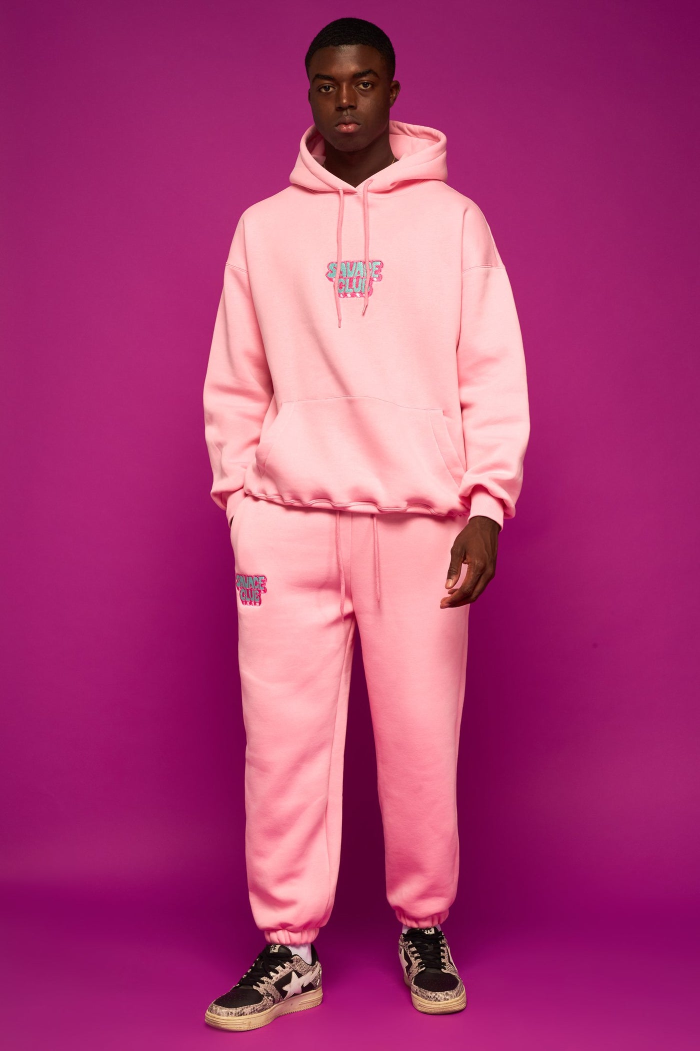 savage club light pink bottom 3d embroidery logo