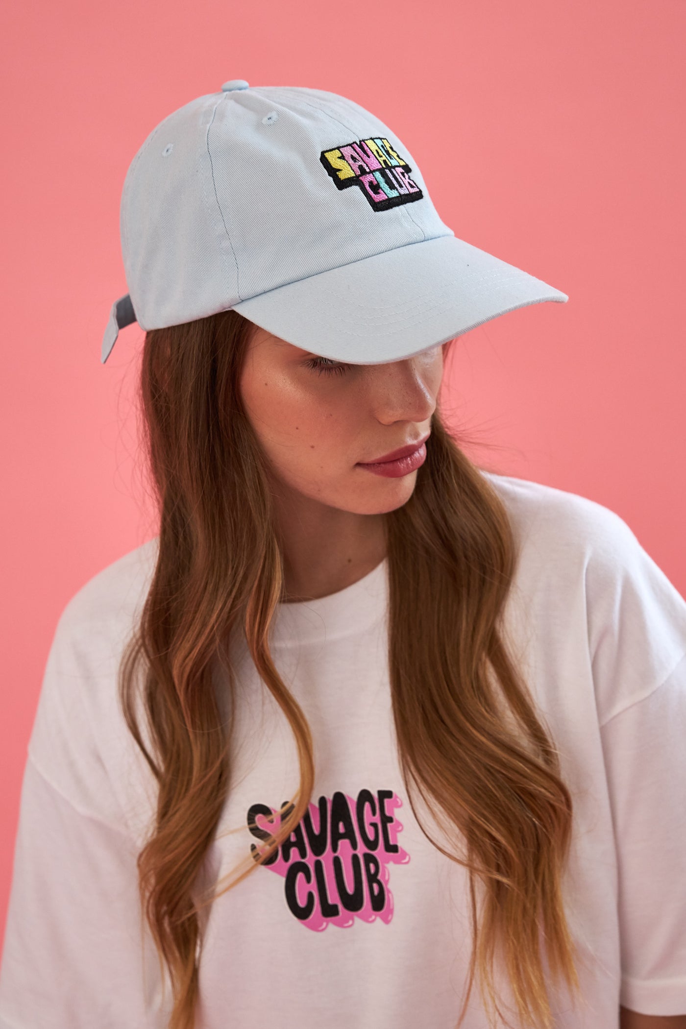 savage club pastel blue baseball cap embroidery logo