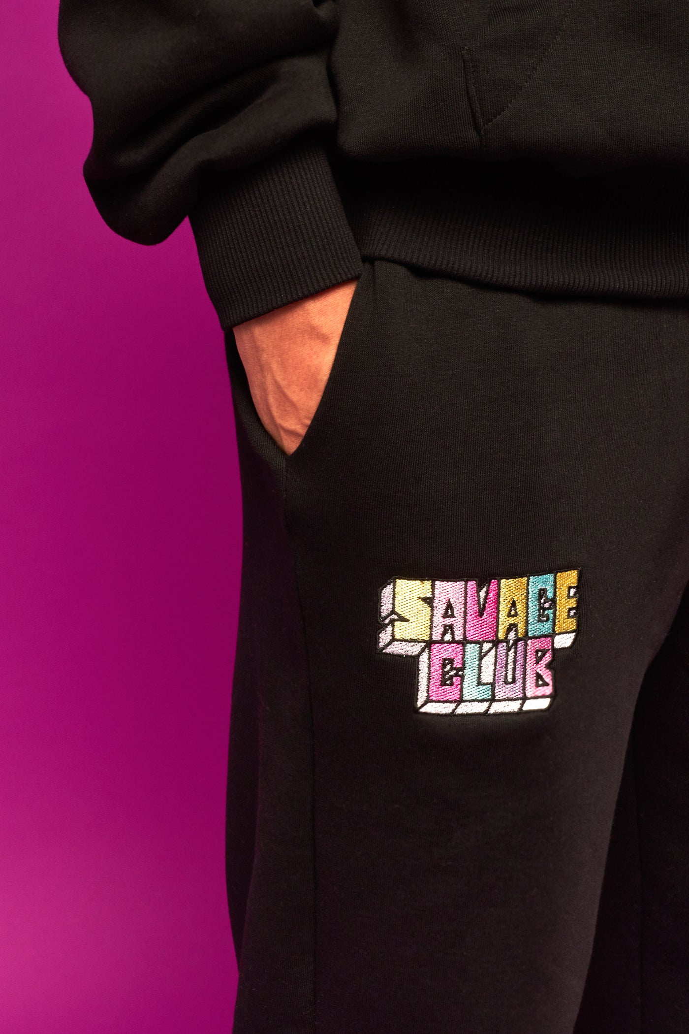 savage club black hoodie 3d embroidery logo