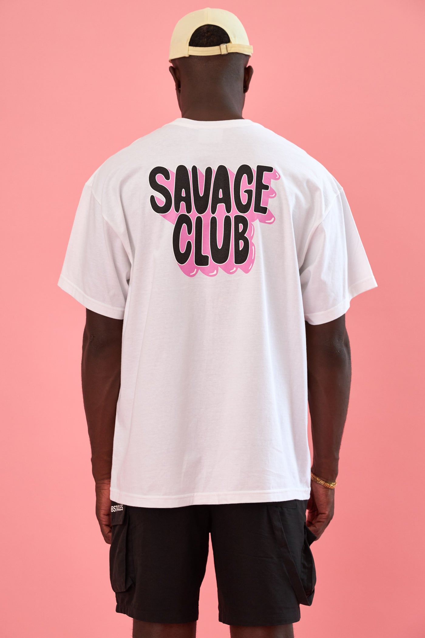 savage club white t-shirt 3d logo