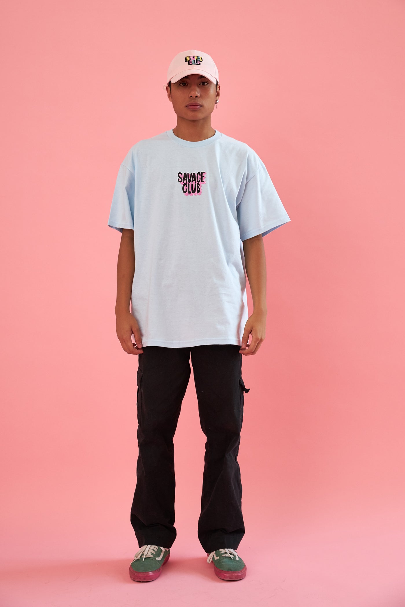 savage club light blue t-shirt 3d logo premium cotton