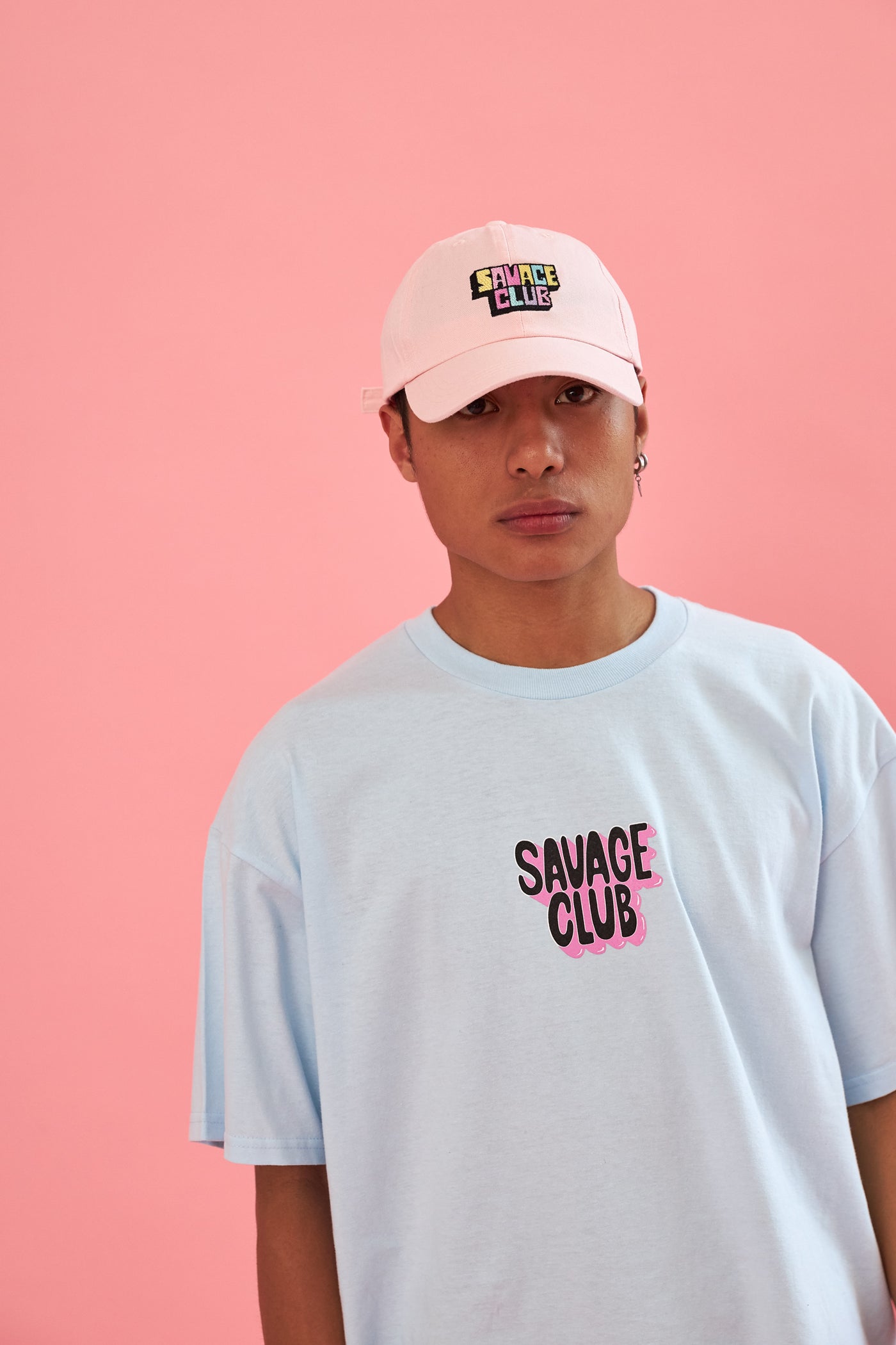 savage club light blue t-shirt 3d logo premium cotton