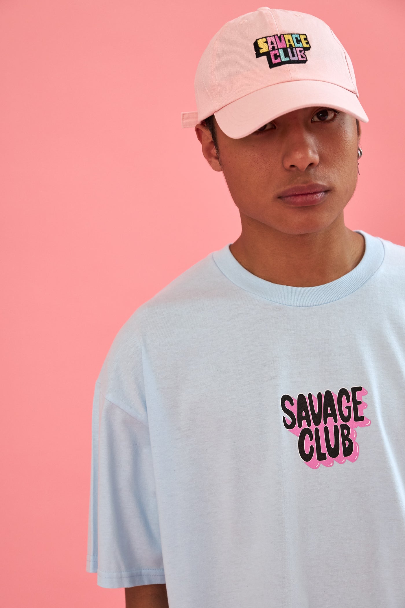 savage club light blue t-shirt 3d logo premium cotton