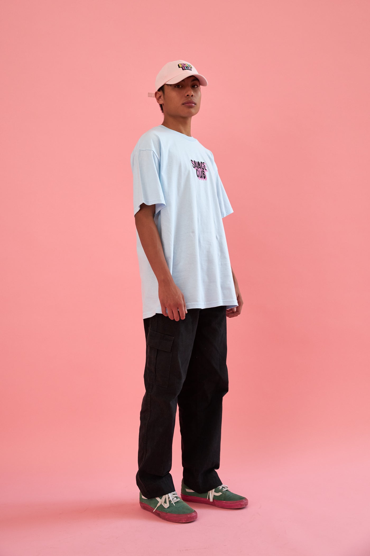 savage club light blue t-shirt 3d logo premium cotton