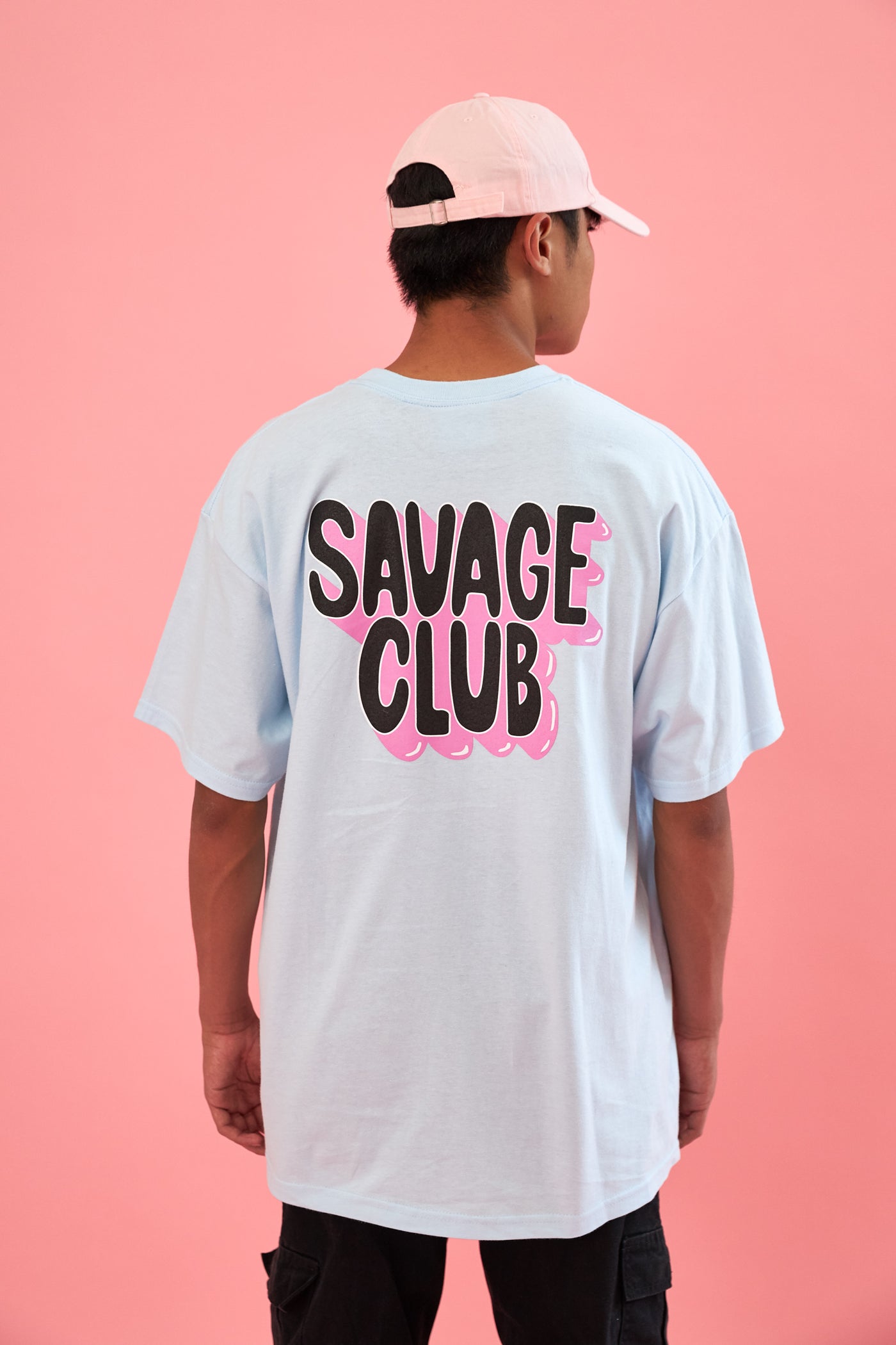 savage club light blue t-shirt 3d logo premium cotton